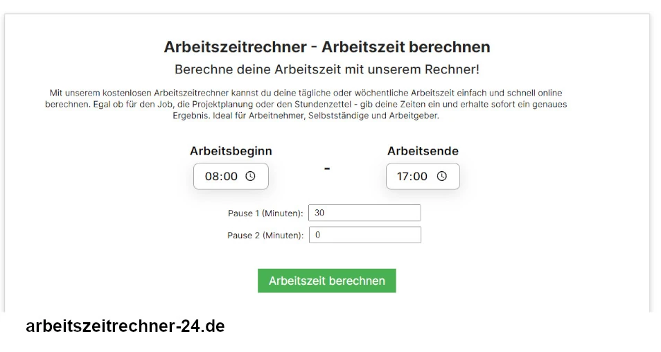 Anleitung unser Arbeitszeitrechner