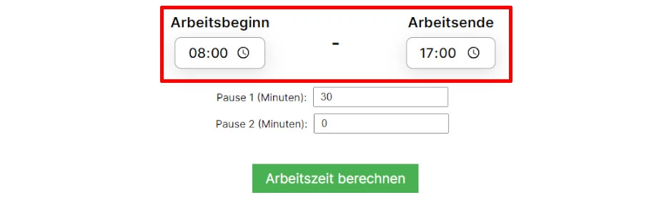 Arbeitszeitrechner Arbeitszeit angeben