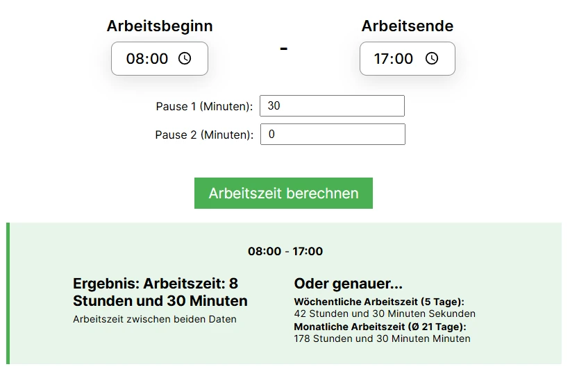 Arbeitszeit berechnen lassen